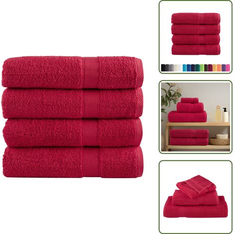 The Living Store Premium-Badetücher SOLUND 4 Stk. 100x150 cm 600 g/m² - Baumwolle - Badehandtücher - Handtücher - Duschtücher - Rote Handtücher (1/5)