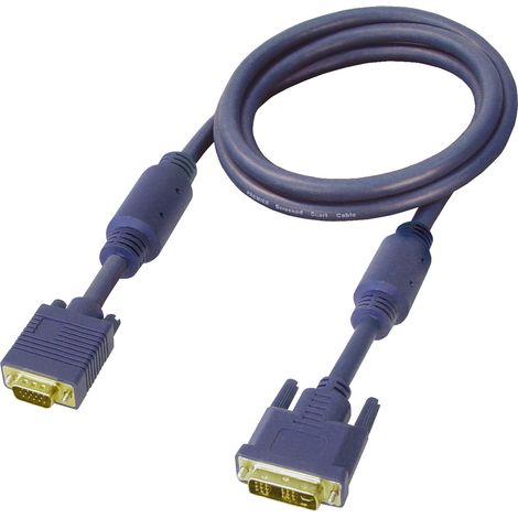 All4u BC 57-5 DD - Cavo DVI, uscita DVI de 18+5 pin per uscita Sub D HD de 15 pin, single link, 3 connettori coassiali/RGB, 5 m, colore blu