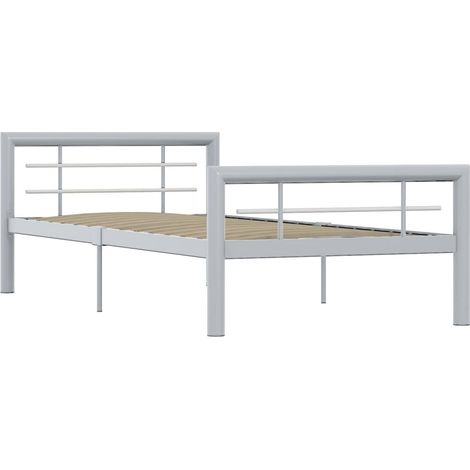 Maison Exclusive - Bettgestell Grau und Weiß Metall 90×200 cm