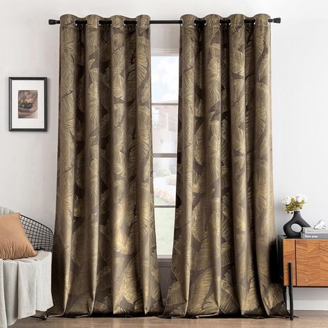 Velours Feuille dorée œillets 2p L140 H245 Taupe (1/5)