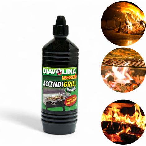 Accendi facilmente grill e barbecue con accendigrill liquido 1 litro sicuro e veloce utilizzo su carbonella e legna (1/2)