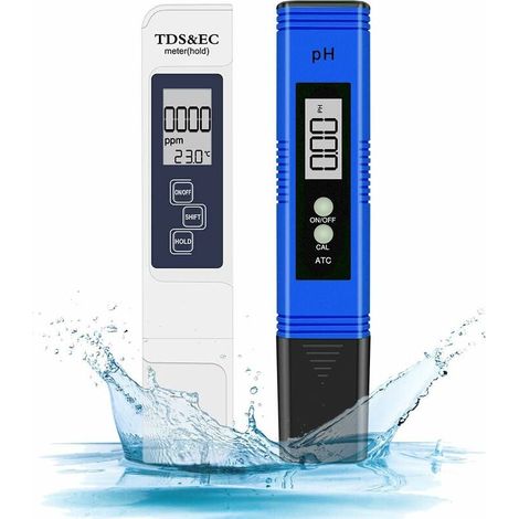 PH-mètre numérique combiné et TDS, testeur de pH 0,05 ph avec haute précision +/- 2 % de précision de lecture Testeur TDS, testeur de qualité de l'eau pour eau potable/piscine/aquarium/piscines (brass (1/4)