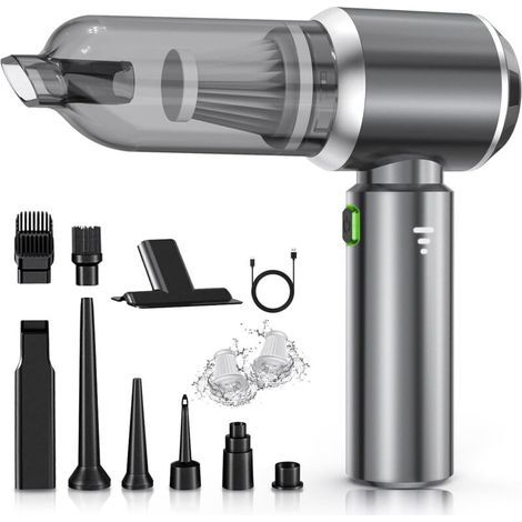 Aspiradora de mano, 25000Pa aspiradora de mano sin cable, aspiradora para coche de 3 velocidades con motor sin escobillas, mini aspiradora para coche para vehículos, mascotas y hogar (1/4)