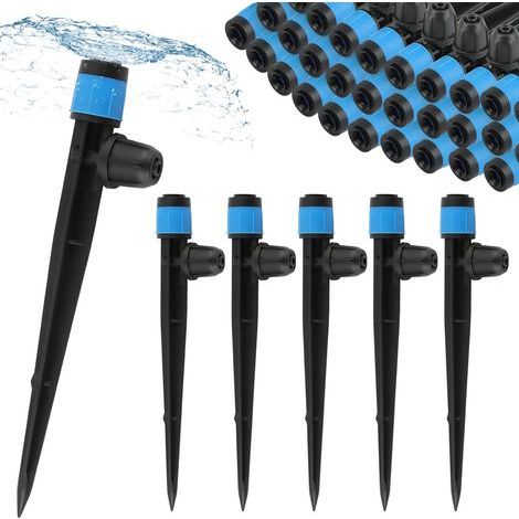 50er-Packung arretierbare Bewässerungströpfchen, 360°-Arretierung, 4/7-mm-Schlauch, für Garten und Gemüsebeet (1/5)