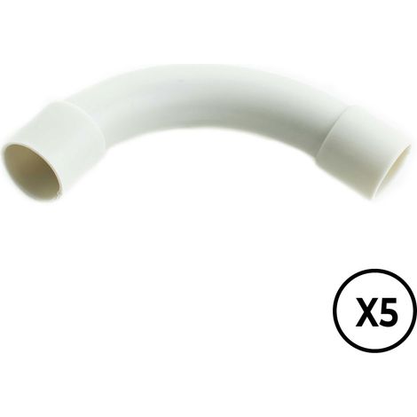 Manguito pvc curvado a 90° ø 25 mm, gris, 5 unidades (1/2)