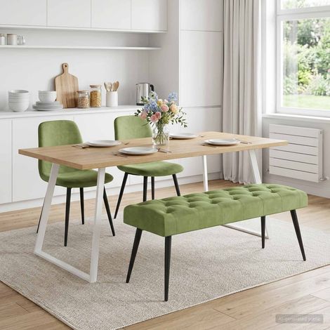 vidaXL Panchina con bottoni imbottiti Verde chiaro 110 x 40 x 46 cm