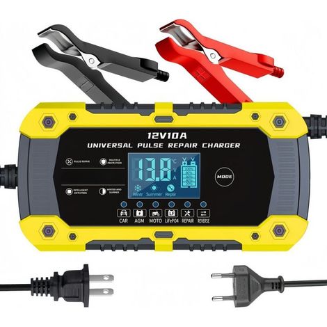 12 V 10 AChargeur de batterie de voiture 12V 10A, chargeur de moto 14,6V 10A, chargeur de batterie lithium-fer-phosphate.
