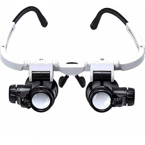 Lunette Loupe avec 2 Lumières LED Loupe Binoculaire Lampe Loupe Grossissante pour Horloger, Lecture, Bijoutier, Couture 8X15X23X (1/5)