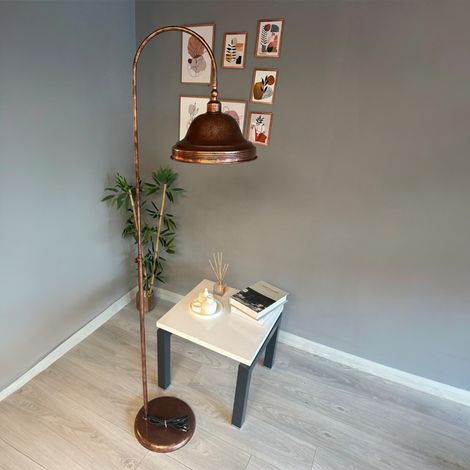 Lampadaire Bronel Métal Moderne E27 Largeur 37 cm Abat-jour Réglable Tablette Variateur (1/5)