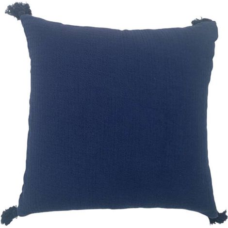 DOMO MEA Cuscino 45x45cm Tinta Unita Blu Scuro in Cotone