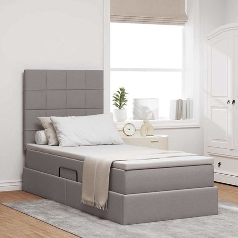 Lit de rangement LED avec matelas Taupe 90 x 200 cm Tissu vidaXL