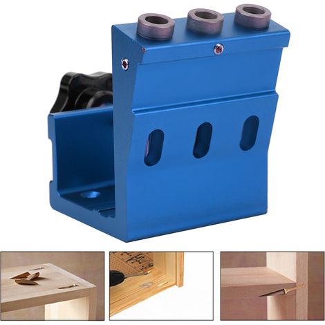 Guide de perçage pour trous de poche, outil de perçage en alliage d'aluminium pour le travail du bois et les travaux ménagers, rouge/bleu. (1/5)