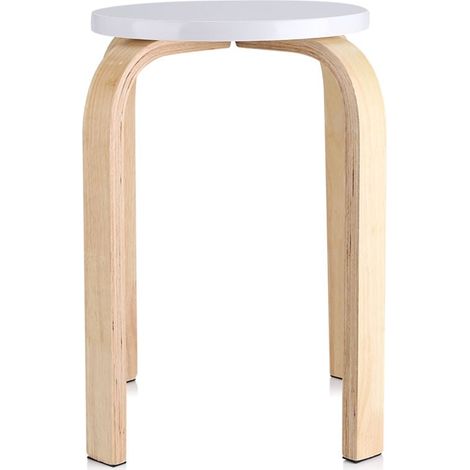 Sgabello impilabile antiscivolo in legno curvato color caramella, ideale per la decorazione della cameretta dei bambini, 1 pezzo (bianco)