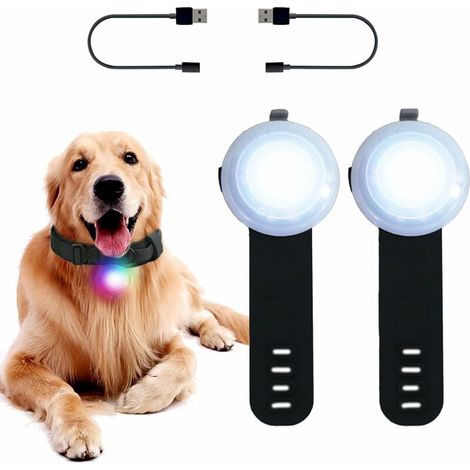 2pcs Dog Light Collar LED Pendant Lamp Dog led Rechargeable Waterproof 4 Color Changing Modes Adjustable On Collar Leash for Night Walk Running Camping Cycling (1/5)