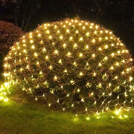 Guirlande Lumineuses Filet, 1.5m X 1.5m ,96 LED Filet Lumineux 8 Modes Énergie Étanche, Dimmable pour Noël Mariage , Blanc Chaud (1/5)