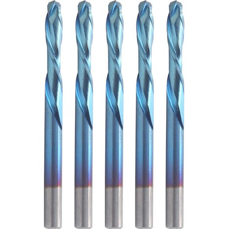 5 Pièces Fraise 2 Tiges Acier Tungstène Revêtement Nano Bleu Outil CNC 3.175x15x45mm (1/5)