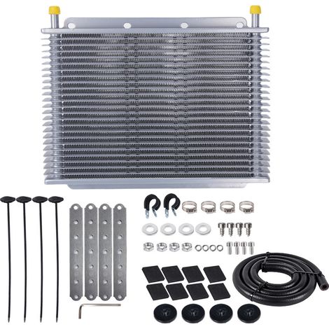 Car modification transmission oil cooler, aluminum alloy radiator, engine finned cooler, 19-row, 25-row, 32-row, -25-row, silver (with accessories) (1/4)