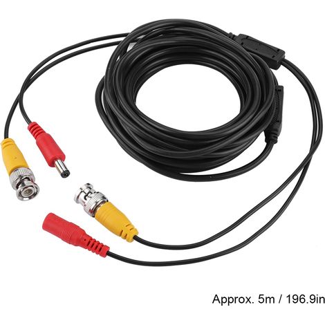 Câble d'extension vidéo BNC 2.1mm pour système CCTV, usage commercial et résidentiel (5 mètres) (1/5)