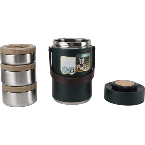Isolierter Edelstahl-Speisebehälter mit großem Fassungsvermögen, tragbarer, isolierter Edelstahl-Lunchbehälter für Schüler und Erwachsene, 2300 ml (1/5)