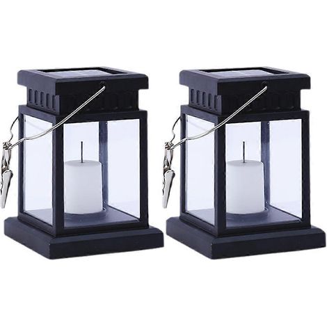 Lanterne solaire suspendue d'extérieur, lumière effet bougie, veilleuse de jardin étanche, lampe suspendue B (1/5)