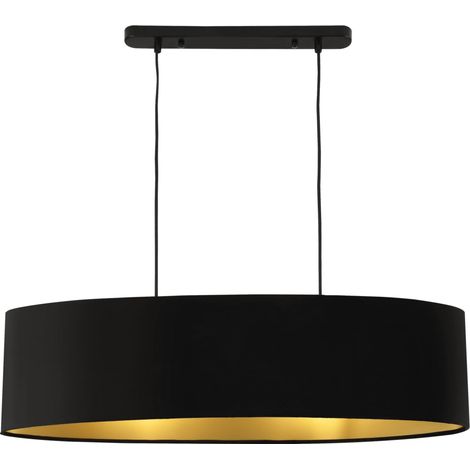 Suspension décorative luminaire applique métal et textile avec 2 douilles 78 cm