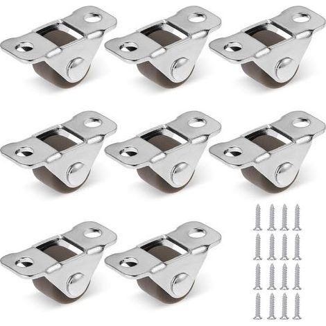 Set mit 8 kleinen 1,2 cm Gummi-Möbelrollen mit Stahlplatte, Mini-Rädern, fester Metallplatte, flachen Gummirädern für kleine Haushaltsgeräte, Möbel und Projekte (1/4)