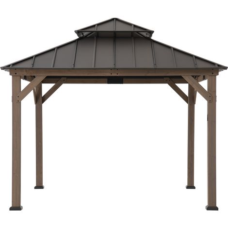 Zedernholz Gazebo KAPS mit Solar - 330cm x 330cm, braun