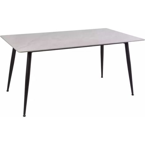 Table à manger rectangulaire 130 cm en céramique gris brillant VOILA II (1/4)