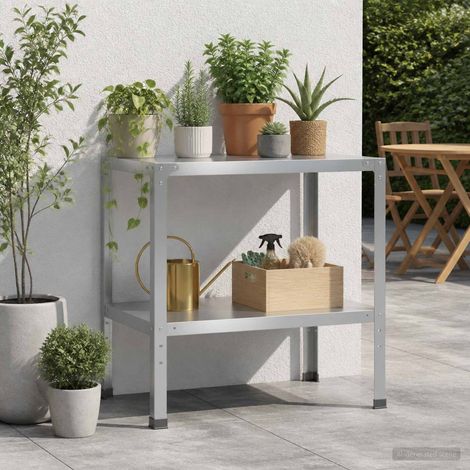 vidaXL Tavolo da rinvaso 100 x 50 x 80 cm Acciaio zincato Argento