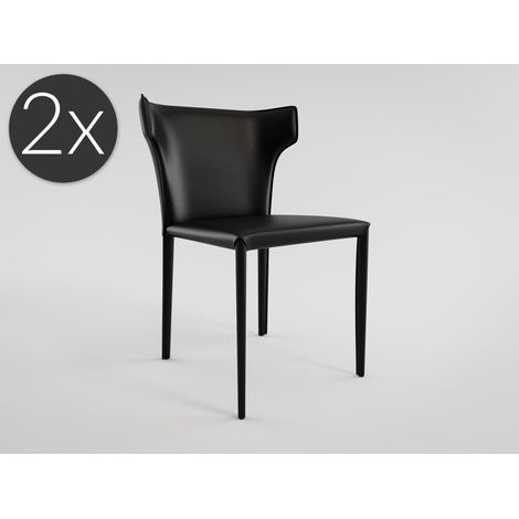 2er Set Esszimmerstuhl Design Küchenstuhl Vince Kunstleder schwarz Metallbeine (1/5)