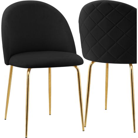 Silla Fargo de terciopelo dorado y terciopelo negro (1/5)