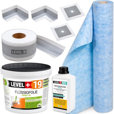 LEVEL+ Dichtset für Duschabdichtung Bad Dichtband Flüssigfolie 7kg SET544 (1/5)