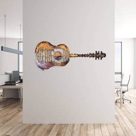 Décoration Murale Guitare Métal Rétro - Ornement à Suspendre pour Intérieur, Extérieur, Bureau, Maison et Studio de Musique (1/5)