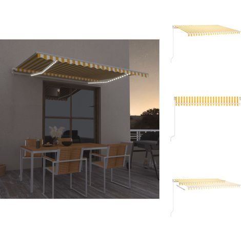 Markisen - Living Markise Manuell Einziehbar mit LED 400x350 cm Gelb & Weiß (1/5)