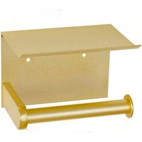 Porte-Papier Toilette, Porte-Papier Hygiénique Mural Avec étagère de Rangement, Auto-Adhésif ， Aluminium(Doré)1pcs (1/5)