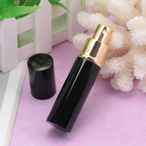 Flacon de parfum rechargeable de 10 ml, vaporisateur portable vide pour lotion et parfum, noir (1/5)