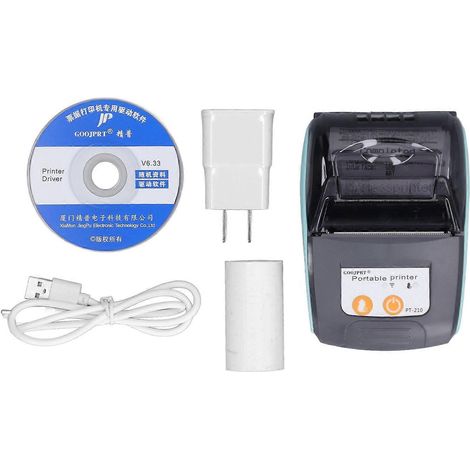 Imprimante thermique Bluetooth, imprimante d'étiquettes 58 mm, imprimante de poche, 100–240 V pour usage domestique