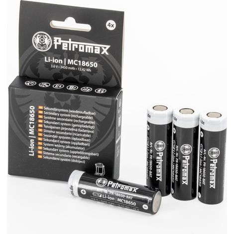 Petromax Akku 18650 4x Pack - 13.800 mAh für LM500 LED Laterne PX-LM500-Black