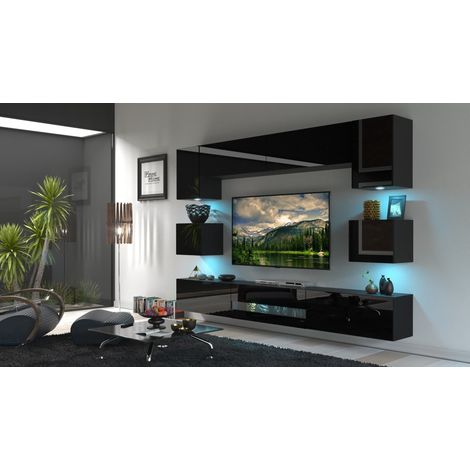 Ensemble meuble TV NEXT 1 BESTA DAN1-17B-HG20-1B noir brillant 257 cm (1/2)