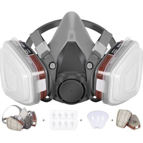 Demi-masque réutilisable - Respirateur demi-masque 6200, pour peinture, poussière et formaldéhyde, ponçage, polissage, pulvérisation, poussière et produits chimiques