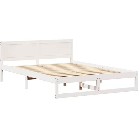 Lit double,Lit adulte,Cadre de lit Blanc 140 x 200 cm Bois de pin massif CFW1768899 (1/5)