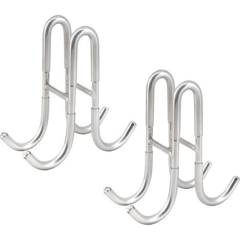 Set da 2 ganci a doppia faccia in acciaio inossidabile 304 per porta doccia in vetro con rivestimento protettivo in gomma, color argento (1/5)