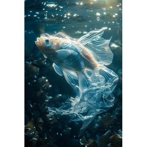 Tableau sur toile poisson majestueux 30x45 cm - Impression sur Toile Murale Décorative - Image imprimée en HD sur Toile - Toile sur Châssis en Bois FSC - Fabriqué en France (1/5)