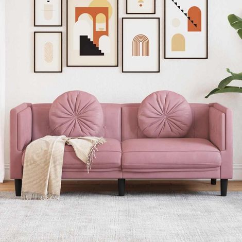 Canapé 2 places velours rose design moderne et confortable (1/5)