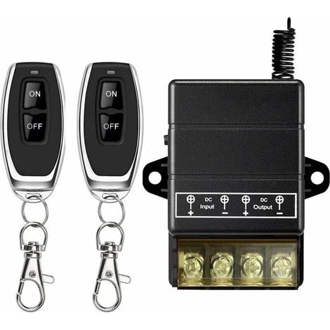 Commutateur à Distance sans Fil,Commutateurs DC 9V-75V RF à télécommande pour systèmes de sécurité de Pompe Barrières de Rideaux de Porte (1/4)