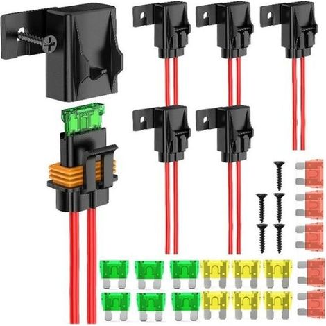 Porte-fusible en ligne faisceau de câbles 12 AWG étanche IP67, porte-fusible à lame ATC/ATO 20A 30A 40A pour véhicules, alimentation marine et bus hautes performances (1/5)