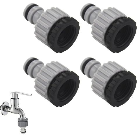 4 Pièces 2-En-1 Raccord De Robinet, Raccord Tuyau D'Arrosage,Embout Tuyau Arrosage,Robinet Adaptateur(Noir) (1/5)