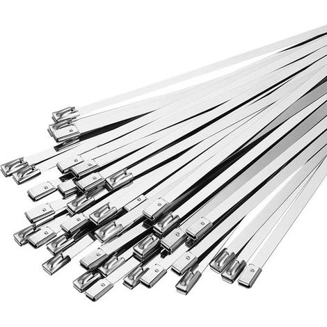 Kabelbinder aus Edelstahl, 100 Stück pro Packung, silberfarben, 200 mm × 4,6 mm (1/5)