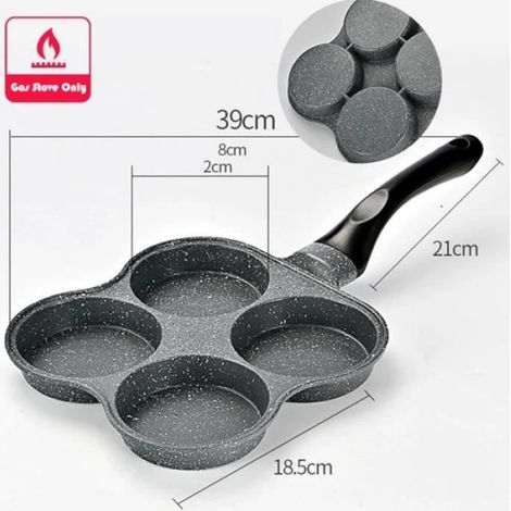 Poêle à œufs frits - Mini - 4 Trous - Antiadhésive - Facile à nettoyer - Compatible induction (1/4)