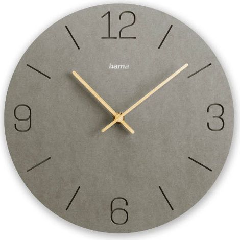 Hama Creta Orologio da parete analogico de Quarzo con numeri incisi, diametro de 30 cm, Grigio (1/4)